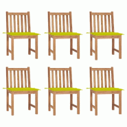 VidaXL Chaises De Jardin Lot De 6 Avec Coussins Bois De Teck Massif - vert 3073126