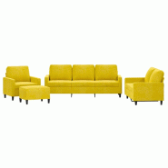 VidaXL Ensemble de canapés 4 pcs avec coussins Jaune Velours Modèle Tradition Horizon - 3201492