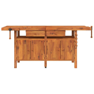 Vidaxl établi avec tiroirs et étaux 192x62x83 cm bois massif d'acacia 153326