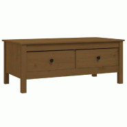 VidaXL Table basse Marron miel 100x50x40 cm Bois massif de pin Modèle Polaris Compact - 814607