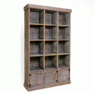 Buffet Héritage pin vieilli 12 cases 3 portes - L119xH200cm - Authentique et robuste
