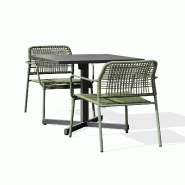 Ensemble repas de jardin 2 places en acier - gris acier 3700286490911