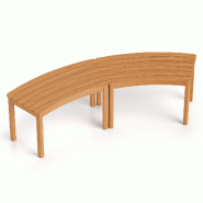 COSTWAY lot de 2 bancs jardin bois d’acacia résistants sans dossier incurvés, naturel - marron Bois massif TI96793-4