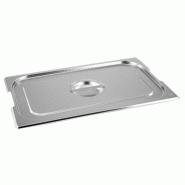 Couvercle GN Gastronorm 1/1 avec évidement pour poignée tombante en acier inoxydable GVK ECO - argenté inox GN-1/1-Var-D+FG