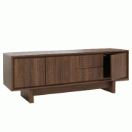 Décoshop26 - Meuble TV avec tiroirs et rangements avec façades structurées 51,5 x 150 x 39,5 cm mélaminé marron 04_0009390 - marron 3000267461245