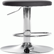 Décoshop26 - Tabouret de bar x1 design simple hauteur réglable revêtement en PVC noir pieds en métal aspect chromé 10_0006397 - noir métal 30002