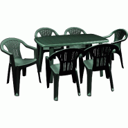 Ensemble de 6 fauteuils Ratak avec table ovale rectangulaire vert Cayman - vert plastique polypropylène 8050054389097