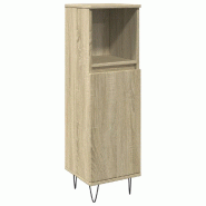 Helloshop26 - Armoire de salle de bain rangement 30 x 30 x 100 cm avec 3 compartiments style moderne en bois d'ingénierie chêne 02_0049714 - Bois ma