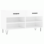 Helloshop26 - Banc à chaussures bottes commode étagère meuble entrée rangement brillant 102 x 35 x 55 cm bois d'ingénierie blanc 02_0022900 - bla