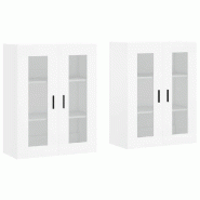 Helloshop26 - Lot de 2 armoires murales pratiques rangement 69,5 x 34 x 90 cm en bois d'ingénierie blanc 02_0055439 - blanc verre 3000239004340