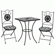 Helloshop26 - Meuble de bistro mosaïque 3 pièces carreaux céramiques noir/blanc 02_0014508 - 3000135371539 Helloshop26 - Meuble de bistro mosaïque 3 pièces carreaux céramiques noir/blanc 02_0014508 - 3000135371539