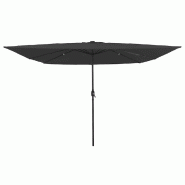 Helloshop26 - Parasol de jardin moderne pliable 295 x 295 x 245 cm ambiance cosy avec LED en polyester anthracite 02_0058805 - acier 3000240784439