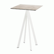 Infinity mange-debout avec piètement blanc + plateau HPL Moonstone 70x70 cm