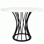 Merax Table à manger ronde 80 x 80 x 76 cm, plateau en MDF marbré, pour 4 à 6 personnes dans la salle à manger et le salon, noir - noir multi-mat�