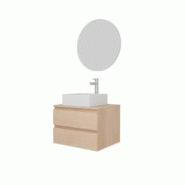 MOB-IN Ensemble meuble simple vasque SORRENTO 60cm + vasque + robinet + miroir - marron 3701606505223 MOB-IN Ensemble meuble simple vasque SORRENTO 60cm + vasque + robinet + miroir - marron 3701606505223