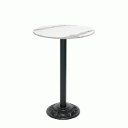 RestooTab - Mange-debout Versailles Ø50cm décor marbre blanc - blanc fonte TB-VRSFF-R50M-MB.BLA