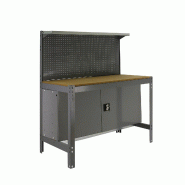 SimonRack Établi d’atelier, 910x610 mm, panneau perforé et armoire, Charge 400 kg, Gris - BT-3 - gris métal 8425437123207