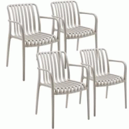 Tectake - Lot de 4 chaises de jardin ALCUDIA empilables et résistantes aux intempéries - taupe - 406046 - plastique polypropylène, design moderne Tectake - Lot de 4 chaises de jardin ALCUDIA empilables et résistantes aux intempéries - taupe - 406046 - plastique polypropylène, design moderne