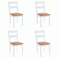 VidaXL Chaises à manger lot de 4 blanc bois d'hévéa massif Modèle Vega ProDesk Prime - 245369