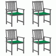 VidaXL Chaises De Jardin Et Coussins Lot De 4 Gris Bois Acacia Massif - gris 8720286236253