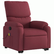 VidaXL Fauteuil inclinable de massage Rouge bordeaux Tissu Modèle Hervoriax - 3204839