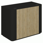 Comptoir noir Vertigo T03 2 angles arrondis MDF noir et chêne clair 120x60x93cm