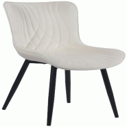 Décoshop26 - Chaise de salle à manger x1 coutures décoratives en velours crème et pieds en métal noir 10_0002182 - beige métal 3000250877770