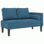 Décoshop26 - Méridienne chaise longue canapé pour intérieur avec coussins en velours bleu DEC026063 - bleu 3000255602056
