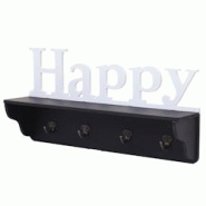 Décoshop26 - Porte-manteau mural Happy avec 4 crochets 30x60x13cm en bois de pin noir/blanc 04_0001017 - blanc 3000573232690 Décoshop26 - Porte-manteau mural Happy avec 4 crochets 30x60x13cm en bois de pin noir/blanc 04_0001017 - blanc 3000573232690