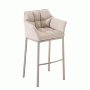 Décoshop26 - Tabouret de bar chaise haute de comptoir couture carrées assise en tissu crème 4 pieds stables en acier inoxydable 10_0004719 - 300025 Décoshop26 - Tabouret de bar chaise haute de comptoir couture carrées assise en tissu crème 4 pieds stables en acier inoxydable 10_0004719 - 300025