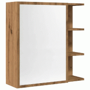 Helloshop26 - Armoire à miroir murale moderne 62,5 x 20,5 x 64 cm avec grand espace de rangement déco salle de bain en bois chêne 02_0050784 - verr