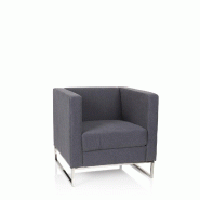Hjh OFFICE Fauteuil de lounge BARBADOS Structure en acier inoxydable tissu 1 place gris foncé - gris polyester 713501