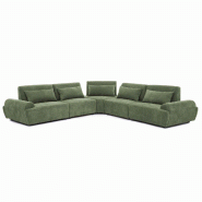 Oviala Business Canapé d'angle modulable 5 places dossier ajustable 340 cm vert - vert polyester 115472