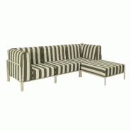 Salon de jardin bas modulable rayé 4 places vert kaki - vert aluminium 115908