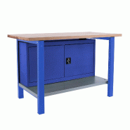 SimonRack Établi industriel avec armoire, 1200x750 mm, plateau en bois lamellé 32 mm, charge 1000 kg, Bleu - BT-6 PRO - bleu métal 8425437125171_0