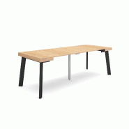 SKRAUT HOME Table console extensible, 220, Pour 10 personnes, Pieds en bois, Chêne - beige Bois manufacturé 312_34
