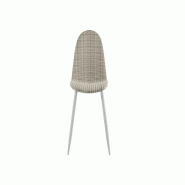 Stones Chaise Martina avec assise et dossier rembourrés en rotin marron et pieds en métal peint en blanc - Lot de 4 chaises - beige métal OM/281/BE