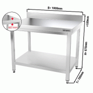 Tables Inox de Travail Premium avec Dosseret et Etagère - Profondeur 700 mm -