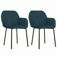 VidaXL Chaises à manger lot de 2 Bleu Velours Modèle Talma - 344700