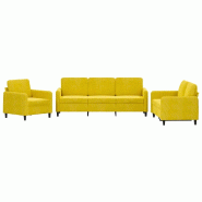 VidaXL Ensemble de canapés 3 pcs jaune velours Modèle Nova Bois - 3201940