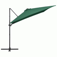 VidaXL Parasol de jardin en porte-à-faux lumières LED et mât en acier Modèle Ventura Ombre - vert 46993