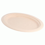 Assiette ovale bagasse naturel 26,3x19,9x2cm - par 800