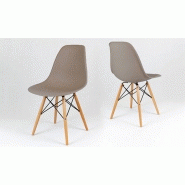Chaise design taupe pieds en bois eiffel - kawa