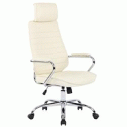 CLP Fauteuil de bureau Rako en véritable cuir ajustable et pivotant Crème - beige cuir 317941 CLP Fauteuil de bureau Rako en véritable cuir ajustable et pivotant Crème - beige cuir 317941