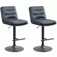 CLP Lot de 2 tabourets de bar Damar velours Gris foncé/Noir - gris textile 325664 CLP Lot de 2 tabourets de bar Damar velours Gris foncé/Noir - gris textile 325664