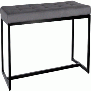 Décoshop26 - Banc rembourré 100 cm design avec assise matelassée en velours gris foncé et structure métal noir 10_0008576 - métal 3000266728349