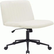Décoshop26 - Chaise de bureau contemporaine surpiqûres verticale en velours crème réglable en hauteur et rotatif à 360 degrés 10_0007081 - beige
