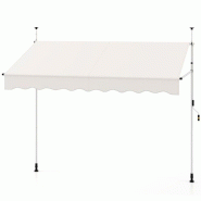 Helloshop26 - Auvent rétractable manuel 250 x 135 x 300 cm ajustable pare-soleil extérieur pratique style décoratif en polyester 20_0010456 - alumi