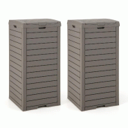 Helloshop26 - Lot de 2 poubelles extérieures 40 x 40 x 86 cm avec tiroir à liquide extractible finition robustesse en résine marron 20_0012479 - ma