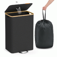 Helloshop26 - Poubelle de recyclage pour bouteilles et canettes 95 litres collecteur d'emballage de boisson avec trou couvercle sac 12_0007251 - 30002